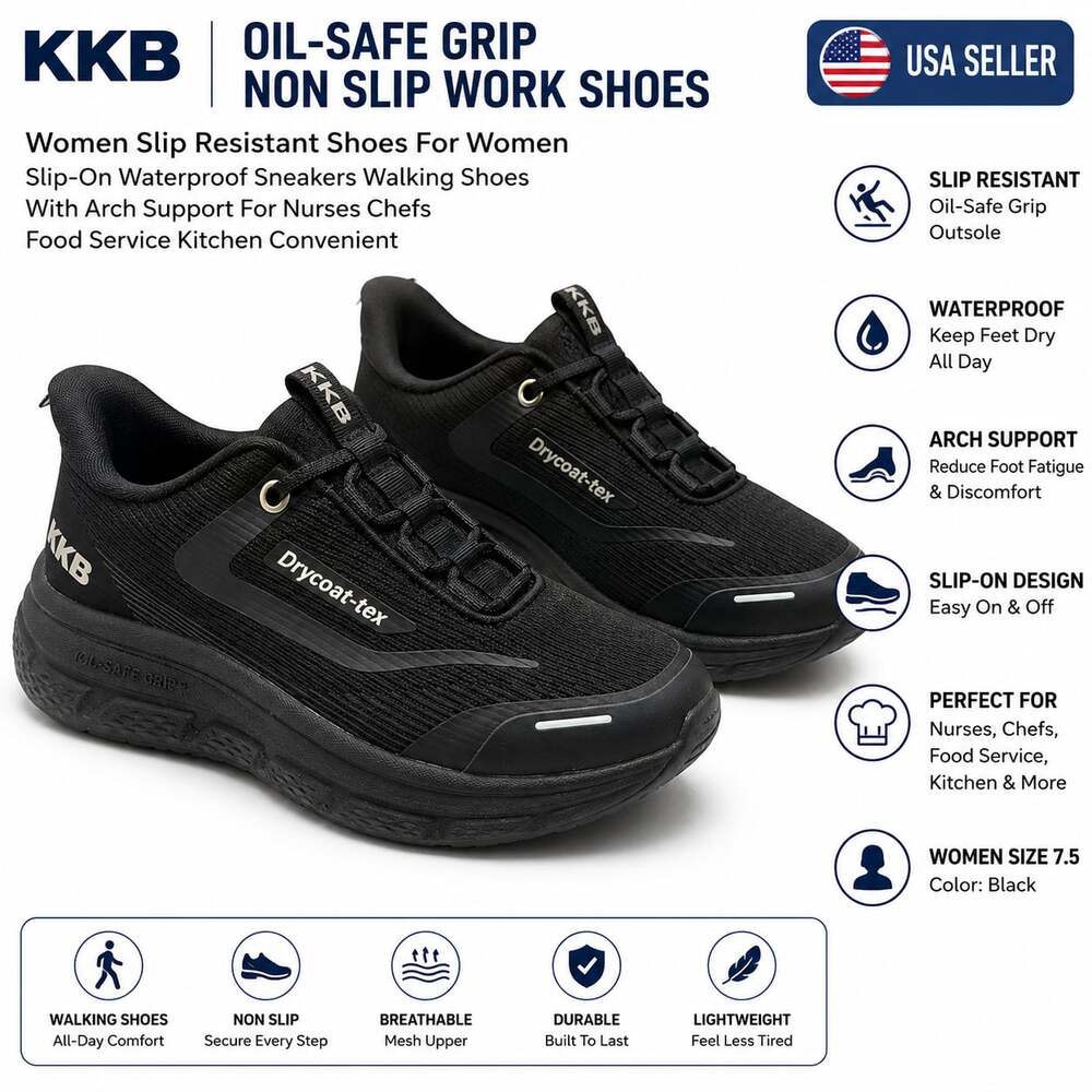KKB Oil-Safe Grip Non-Slip Waterproof Work Shoes for Women